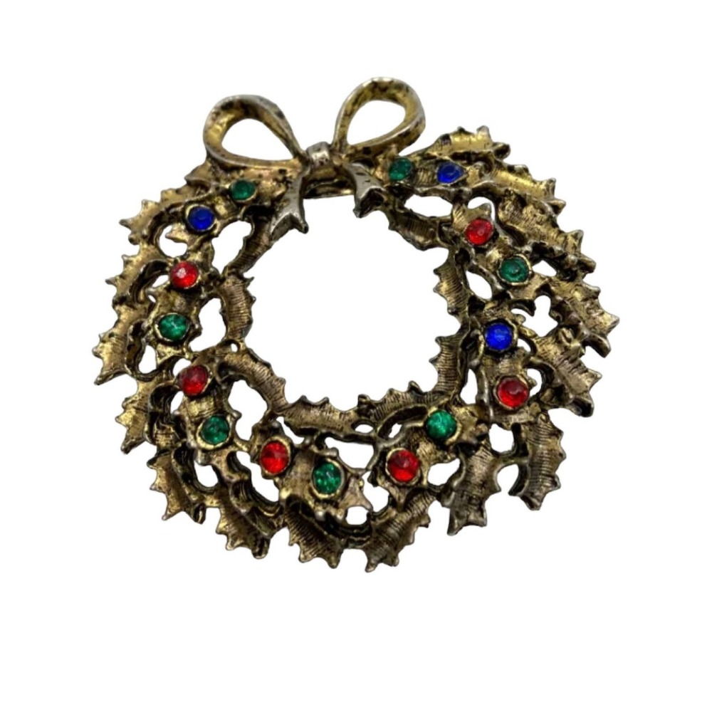 Vintage Gold Tone Wreath Brooch
